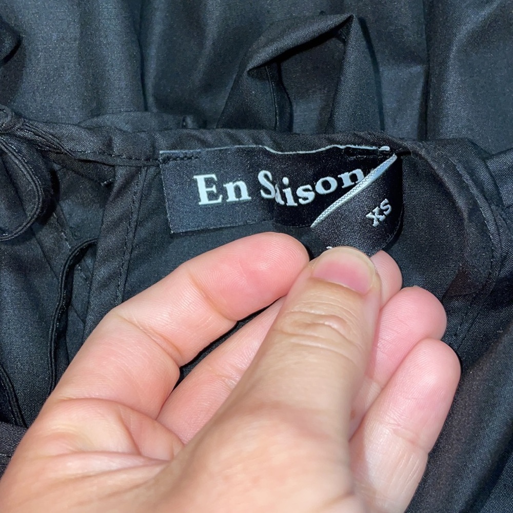 En Saison Black Scallop Hem Tie Back Mini Dress SZ XS EUC - Picture 4 of 5